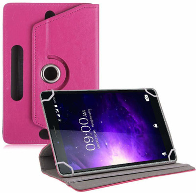 TGK Book Cover for Lava Magnum X1 T70 Tablet 6.98 inch Rotating Leather Case(Pink, Cases with Holder)