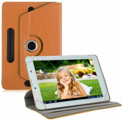 TGK Book Cover for Ambrane A3-7 Plus Duo / AK-7000 Kids Tablet 7 "(Orange, Cases with Holder)