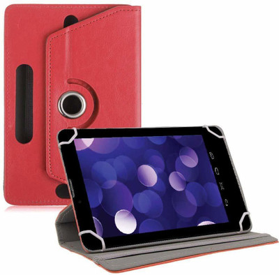 TGK Book Cover for Datawind Ubislate 7DCZ Tablet 7 inch Rotating Leather Stand Case(Red, Cases with Holder)