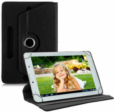 TGK Book Cover for Ambrane A3-7 Plus Duo / AK-7000 Kids Tablet 7 "(Black, Cases with Holder)