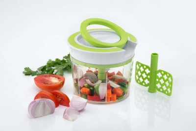 JRS TRADERS 2 in 1 Jumbo Handy Veg Pull chopper , Quick Cutter 750 ml Vegetable Fruit Nut Onion Chopper, Hand Meat Grinder Mixer Food Processor, Choppers, Chopper Vegetable Cutter Vegetable Tools , salad maker (Multi Color) Vegetable Chopper(1 VEG PULL CHOPPER)