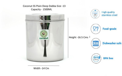 COCONUT Steel Spice Container  - 1.5 L(Silver)