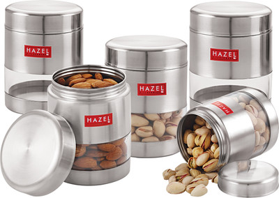 HAZEL Steel Grocery Container  - 500(Pack of 5, Silver)