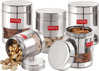 HAZEL Steel Grocery Container  - 400 ml(Pack of 5, Silver)