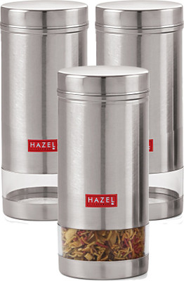 HAZEL Steel Grocery Container  - 950 ml(Pack of 3, Silver)