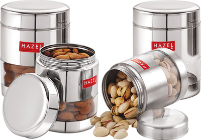 HAZEL Steel Grocery Container  - 400 ml(Pack of 4, Silver)