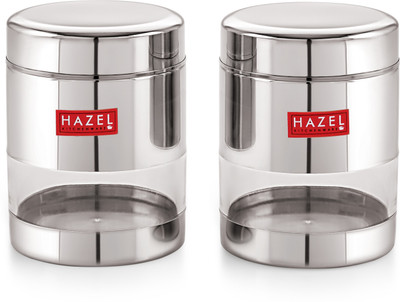 HAZEL Steel Grocery Container  - 400 ml(Pack of 2, Silver)