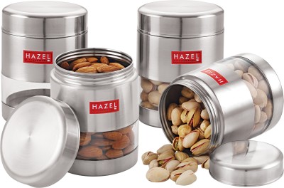 HAZEL Steel Grocery Container  - 500 ml(Pack of 4, Silver)