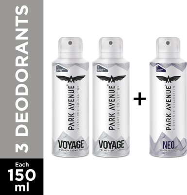 PARK AVENUE Signature - Voyage, Neo Deodorant Spray  -  For Men(450 ml, Pack of 3)