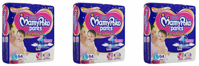 MamyPoko AMBZ EXTRA ABSORB DIAPER LARGE SIZE - L 64 x 3 Set - L - L(192 Pieces)
