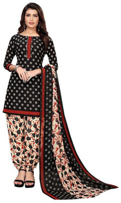 PINK WISH Crepe Solid, Printed Salwar Suit Material