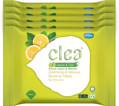 Clea Cleansing & Makeup Remover Wipes (Lemon;Tulsi) (8 Wipes per pack) Pack of 5(5 Tissues)