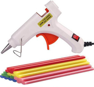 GUNSTICK GLUE GUN WHITE 20W 20WATT WITH 25 FLUORESCENT STICKS Standard Temperature Corded Glue Gun(7 mm)
