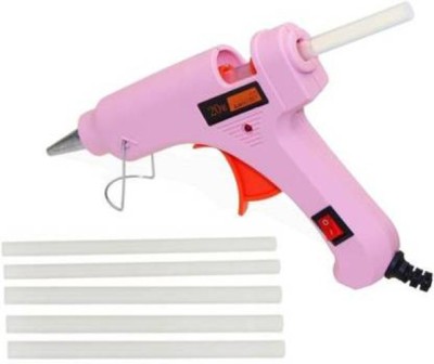 GUNSTICK Pink Glue Gun 20 Watt With 04 transparent Glue Sticks Standard Temperature Corded Glue Gun(7 mm)