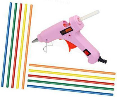 GUNSTICK PINK GLUE GUN 20WATT WITH 10 FLUORESCENT STICKS Standard Temperature Corded Glue Gun(7 mm)