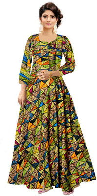 SILVER ORGANISATION Anarkali Gown(Green)