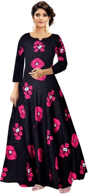 MUDRIKA Anarkali Gown(Black, Pink)