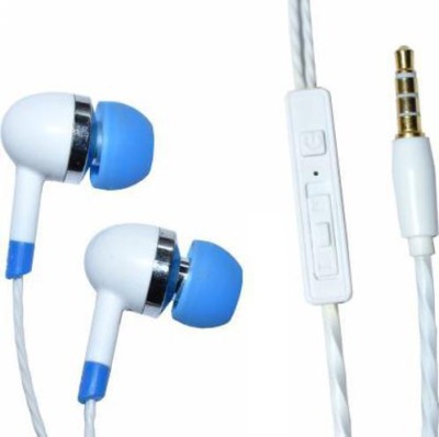 Xllent Mobiles Earphones With Mic Super Bass -Crystal Clear Sound Wired Headset(White and Sky Blue, In the Ear)