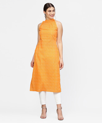 Nayo Women Striped Straight Kurta(Yellow)