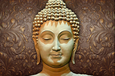 Masstone Lord Buddha Meditating Religious Sparkle Coated Self Adhesive Painting Without Frame Digital Reprint 24 inch x 36 inch Painting(Without Frame)