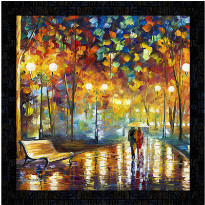 Poster N Frames Poster And Frame Hand Painted Landscape Scenery Poster |Wall Decoration Item Digital Reprint 14 inch x 14 inch Painting(With Frame)