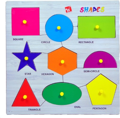 KhelwayStation Wooden Learning Shape Board Wooden Puzzle for kids Educational Board with 9 Knob(Multicolor)