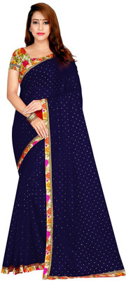SILKZA Printed Bollywood Lycra Blend Saree(Blue)