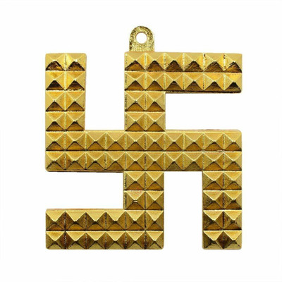 Puja N Pujari Vastu Pyramid Swastik Yantra for Positive Energy Decorative Showpiece  -  4.5 cm(Brass, Gold)