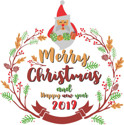 Decoration Designs 45 cm Cute santa Wall Sticker Door,Window, Design Decal Standar Door,Window, Design Decal Standar 45cm x 45cm Self Adhesive Sticker(Pack of 1)