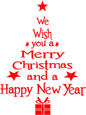 Decoration Designs 91 cm Wish you mery christmas Wall Sticker Door,Window, Design Decal Standar Door,Window, Design Decal Standar 91cm x 68cm Self Adhesive Sticker(Pack of 1)