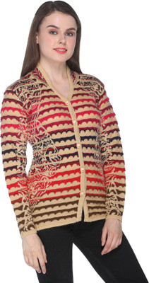 eWools Geometric Print High Neck Casual Women Multicolor Sweater