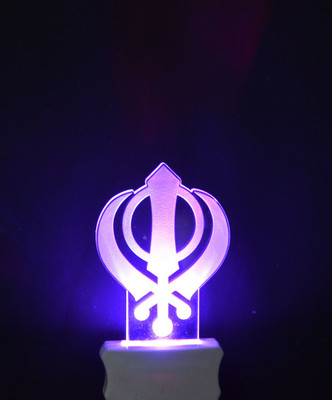 Giftwala The Khanda Night Lamp Come with 7 Multicolor & 3D Illusion Design for,Room,Lobby Night Lamp(12 cm, Multicolor)