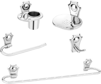 iSTAR Stainless Steel Bathroom Accessories Set/Towel Ring/Robe Hook/Towel Rack/Towel Bar/Soap Dish/Tumbler Holder 24 inch 1 Bar Towel Rod(Stainless Steel Pack of 5)
