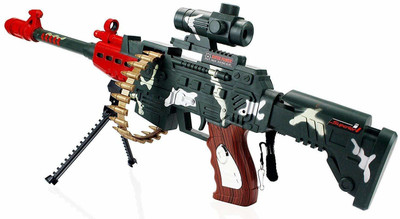 ASU Musical Army Style Toy Gun for Kids with Music, Lights and Laser Light, 25-inch (Machine Gun) Guns & Darts(Multicolor)
