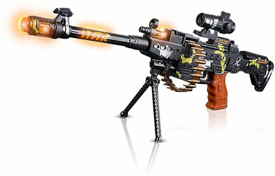 InfiDeals Toy Machine Gun with Scope, Stand and Carrying Strap Flashing Lights, Sounds and Unique Revolving Rounds For Kids Guns & Darts(Multicolor)