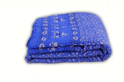 Samradhi Floral Single Quilt for  Mild Winter(Cotton, Blue)