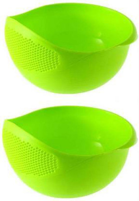 RNY RICE BOWL VEGITABLE FRUIT STAINER Collapsible Colander(Green Pack of 2)