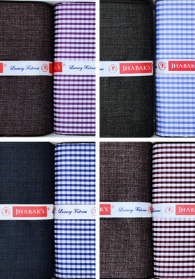 JHABAK'S Polycotton Checkered, Self Design Shirt & Trouser Fabric