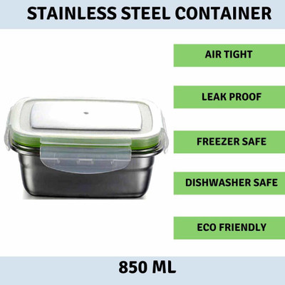 Femora High Steel Rectangle Container with Lock Lid for Storage Lunch Box 850 ml, Pack of 1 Containers Lunch Box(850 ml, Thermoware)