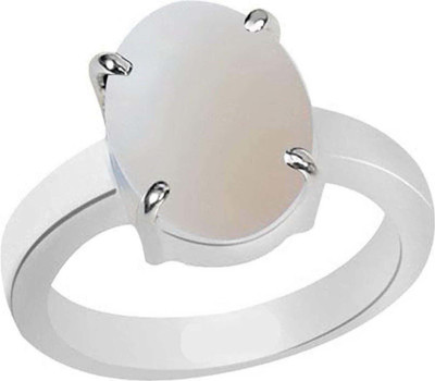 CLEAN GEMS Natural Certified Opal 9.25 Ratti or 8.5 Carat for Male & Female 92.5 Sterling Silver Sterling Silver Ring