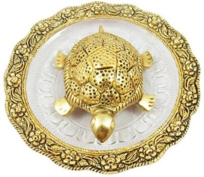 Shubh Sanket Vastu Brass Tortoise with Glass Plate Decorative Showpiece  -  4 cm(Brass, Gold)