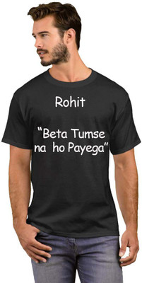 GNS Printed Men Round Neck White, Black T-Shirt