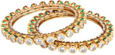 aakarsha by ajay Brass Zircon Gold-plated Bangle(Pack of 2)
