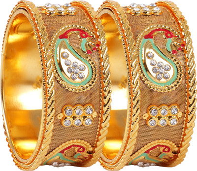 khetlazee Alloy Crystal Gold-plated Bangle Set(Pack of 2)