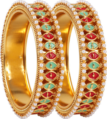 khetlazee Alloy Crystal Gold-plated Bangle Set(Pack of 2)