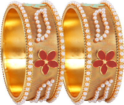 khetlazee Alloy Crystal Gold-plated Bangle Set(Pack of 2)