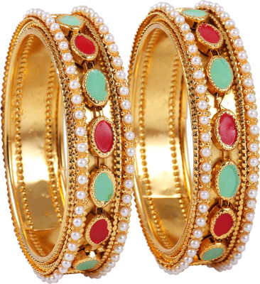khetlazee Alloy Crystal Gold-plated Bangle Set(Pack of 2)