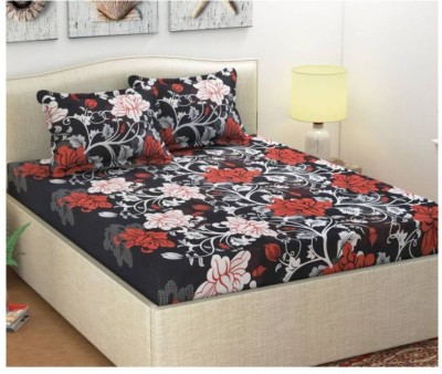 New panipat textile zone 104 TC Polycotton Double Floral Fitted (Elastic) Bedsheet(Pack of 1, Mulicolor)