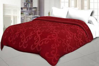 GKM Floral Double Mink Blanket for  Heavy Winter(Polyester, Maroon)