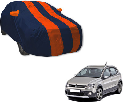 Auto Hub Car Cover For Volkswagen Polo Cross (With Mirror Pockets)(Blue, Orange)